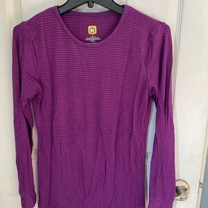 WonderWink Purple Ribbed Long Sleeve T-Shirt